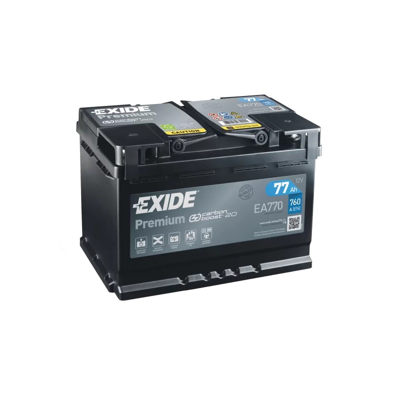 Exide Premium 77Ah EA770 760A Wysoki Prawy Plus